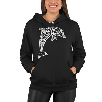 Dolphin Tribal Vintage Retro Throwback Vacation Women Hoodie | Mazezy