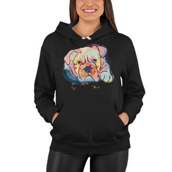 English Bulldog Abstract Watercolor Graphic Design Women Hoodie - Monsterry AU