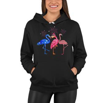 Flamingos Usa Flag 4Th Of July Independence Day Patriotic V2 Women Hoodie - Seseable