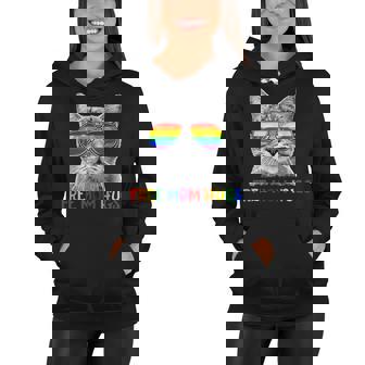 Free Mom Hugs Purride Proud Ally Cat Rainbow Flag Lgbt Pride Women Hoodie - Thegiftio