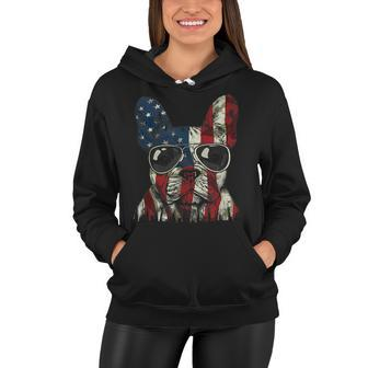 French Bulldog American Usa Flag 4Th Of July Frenchie Women Hoodie - Seseable