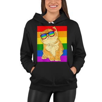 Funny Cat Lgbt Gay Rainbow Pride Flag Boys Men Girls Women Women Hoodie | Mazezy