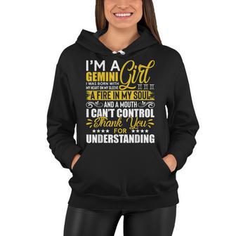 Funny Im A Gemini Girl Born With My Heart Zodiac Birthday Women Hoodie - Seseable