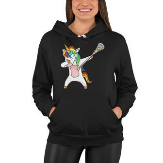 Funny Lacrosse Unicorn Dabbing Gift Women Hoodie | Mazezy