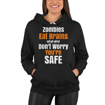Funny Sarcastic Halloween Zombie Eat Brains Novelty T Women Hoodie - Seseable