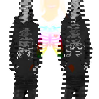 Gay Rainbow Pride Lgbt Halloween Skeleton Design Women Hoodie - Thegiftio