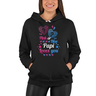 Gender Reveal Pink Or Blue Papi Loves You Women Hoodie | Mazezy