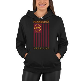 Gopher State Usa Flag Freestyle Wrestler Minnesota Wrestling Women Hoodie - Seseable