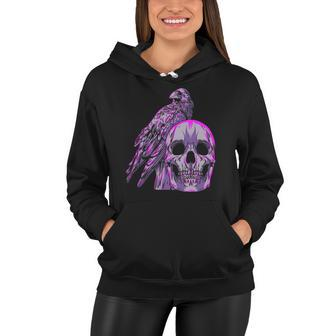 Goth Pastel Skull Crow Bird Skeleton Head Raven Gothic Lover Women Hoodie | Mazezy