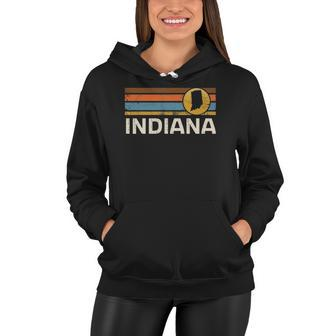 Graphic Tee Indiana Us State Map Vintage Retro Stripes Women Hoodie | Mazezy CA