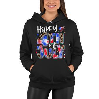 Happy 4Th Of July Red White Blue American Flag Patriotic Women Hoodie - Seseable