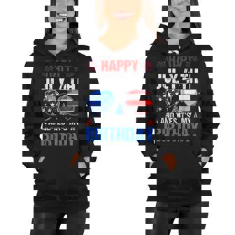 Happy July 4Th And Yes Its My Birthday Sunglasses Usa Flag Women Hoodie - Seseable