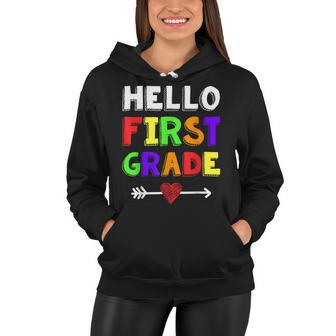 Hello First Grade Team 1St Grade Back To School Teacher Kids Women Hoodie - Seseable