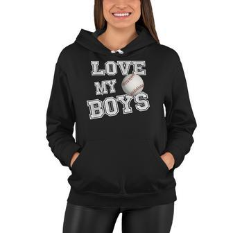 I Love My Boys Baseball For Moms-Cute Baseball Mom Women Hoodie | Mazezy