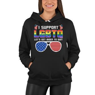 I Support Lgbtq Lets Get Biden To Quit Funny Political Women Hoodie - Seseable