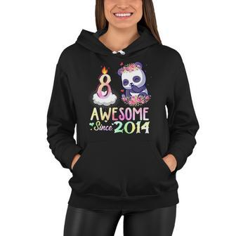 Kids Awesome Since 2014 8Th Birthday 8 Years Old Panda Girl Women Hoodie | Mazezy