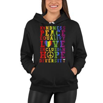 Kindness Equality Love Lgbtq Rainbow Flag Gay Pride Month Women Hoodie | Mazezy AU