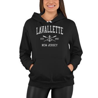 Lavallette Nj Vintage Crossed Oars & Boat Anchor Sports Women Hoodie | Mazezy