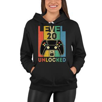 Level 20 Unlocked Retro Vintage Video Gamer 20Th Birthday Women Hoodie - Seseable