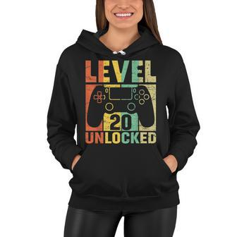 Level 20 Unlocked Video Game 20Th Birthday Gift Retro Women Hoodie - Seseable