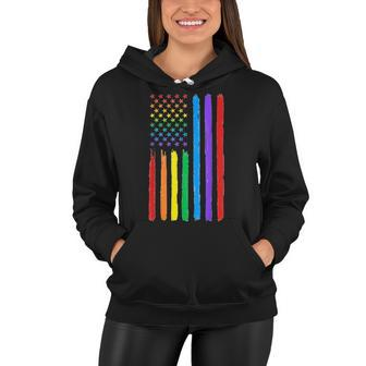 Lgbtq American Flag Pride Rainbow Gay Lesbian Bi Transgender  Women Hoodie
