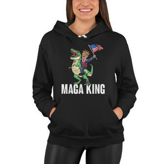 Maga King Trump Riding Dinosaur Women Hoodie | Mazezy