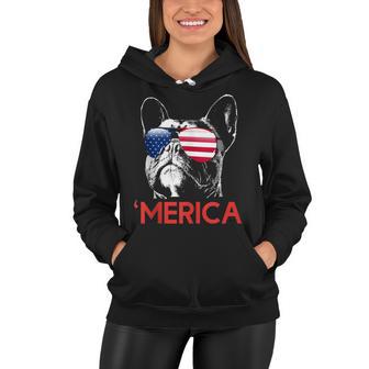 Merica French Bulldog American Flag 4Th Of July Frenchie Women Hoodie - Seseable