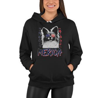 Merica Papillon Dog 4Th Of July Usa Gift Women Hoodie | Mazezy