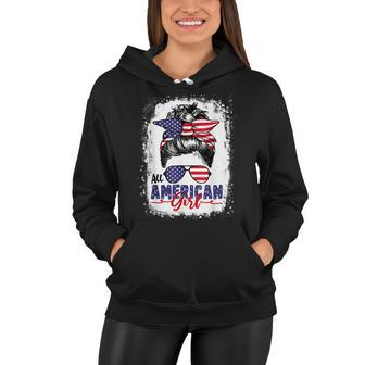 Messy Bun Patriotic | All American Girl 4Th Of July Women Hoodie - Seseable