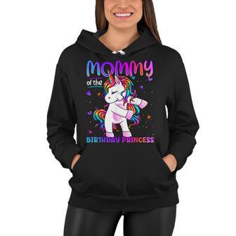 Mommy Of The Birthday Princess Girl Flossing Unicorn Mom Women Hoodie - Seseable