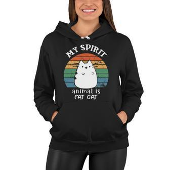 My Spirit Animal Is Fat Cat For Fat Cat Lover Vintage Style Women Hoodie | Mazezy