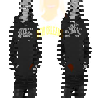 New Orleans Louisiana Varsity Style Amber Text Women Hoodie | Mazezy