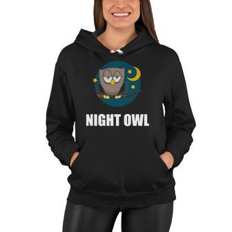 Night Owl Moon Cartoon Funny Women Hoodie | Mazezy