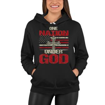 One Nation Under God Christian Us Flag 4Th Of July Faith Women Hoodie - Seseable