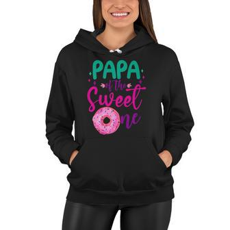 Papa Of Sweet One 1St Birthday Party Matching Family Donut Women Hoodie | Mazezy