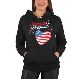 Patriotic And Pregnant 4Th Of July Pregnancy Announcement Women Hoodie - Seseable
