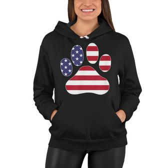 Patriotic Dog Paw Print For 4Th Of July Women Hoodie - Seseable