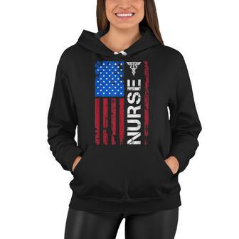 Patriotic Nurse 4Th Of July American Flag Independence Day V3 Women Hoodie - Seseable