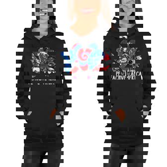 Peace Love America Sunflower Patriotic Tie Dye 4Th Of July Women Hoodie | Mazezy