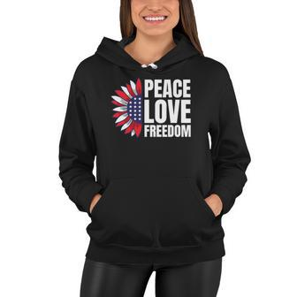 Peace Love Freedom America Usa Flag Sunflower Women Hoodie | Mazezy