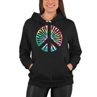Peace Sign Rainbow Colors 70S 80S Party Women Hoodie | Mazezy
