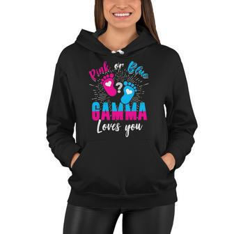 Pink Or Blue Gamma Loves You Gender Reveal Baby Party Women Hoodie | Mazezy