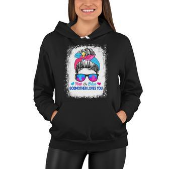 Pink Or Blue Godmother Loves You Messy Bun Gender Reveal Women Hoodie | Mazezy