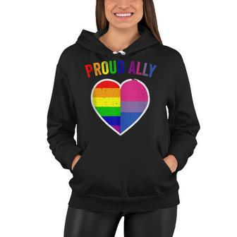 Proud Bisexual Ally Lgbt Heart Rainbow Flags Gay Pride  Women Hoodie