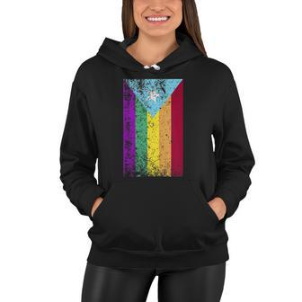 Puerto Rico Gay Pride Rainbow Flag Women Hoodie | Mazezy