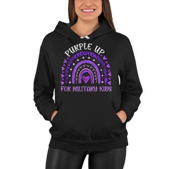 Purple Up For Military Kids Rainbow Military Child Month V2 Women Hoodie - Seseable