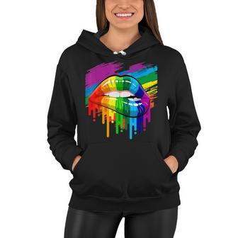 Rainbow Lips Lgbt Pride Month Rainbow Flag Women Hoodie | Mazezy