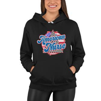 Retro American Nurse 4Th Of July Independence Day Women Hoodie - Monsterry