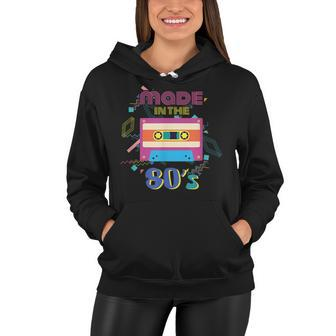 Retro Dance Party Disco Birthday Made In 80S Cassette Tape Women Hoodie - Seseable