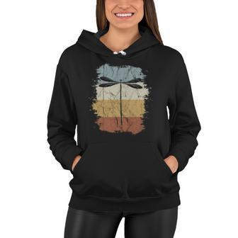 Retro Vintage Color Dragonfly Silhouette Women Hoodie | Mazezy